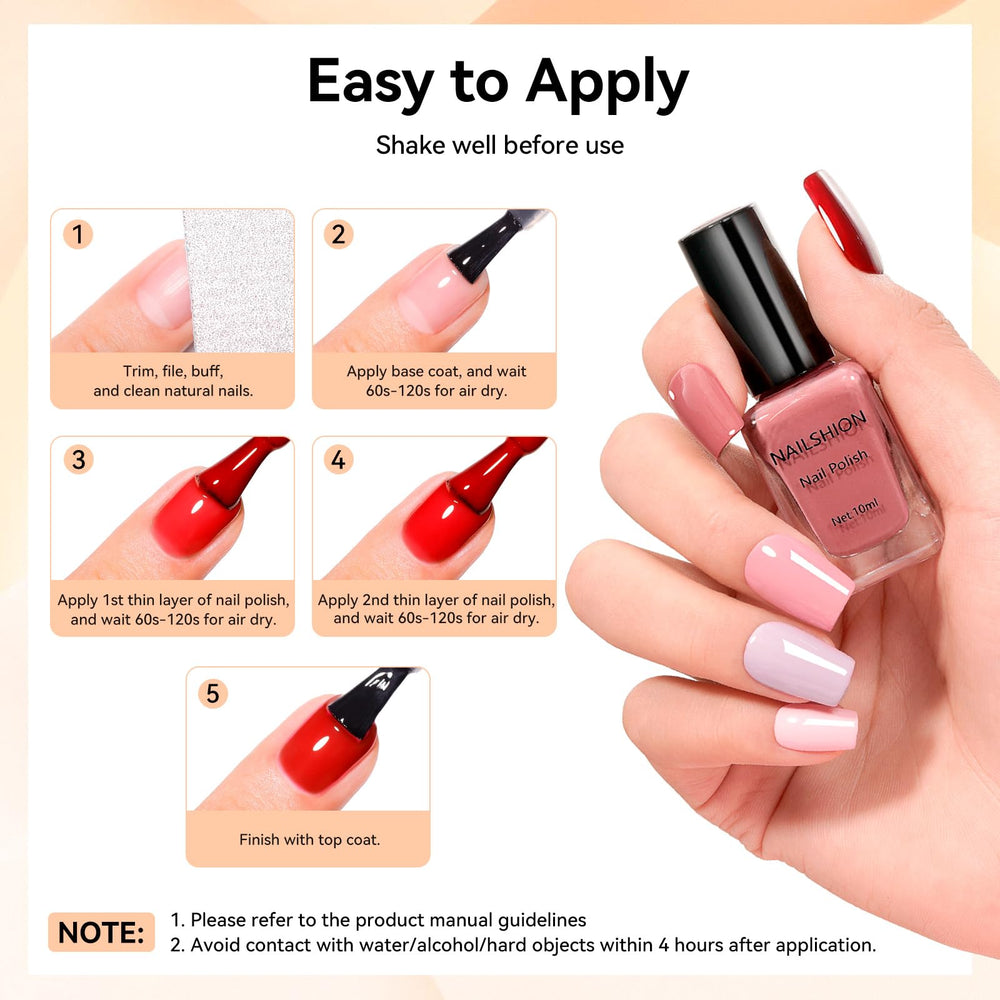 Nailshion High Shine and Durability enhances color brilliance.