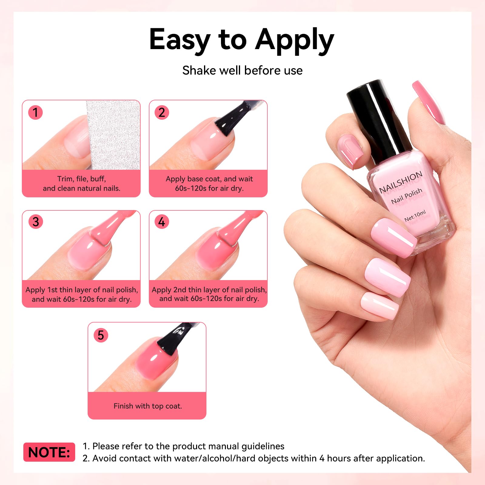 Nailshion high shine finish adds lasting gloss.