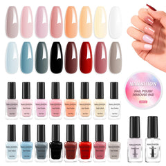 Nailshion Nude Gray Nail Polish Set: 16 colors for versatile everyday nails.