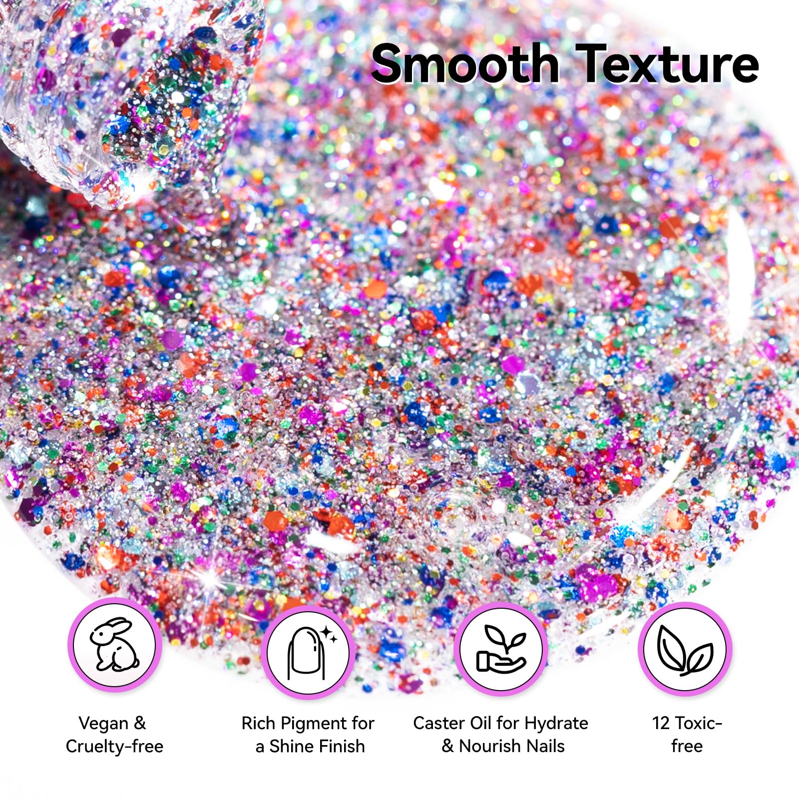 Nailshion Sparkle brush stroke demonstrates smooth, easy coverage