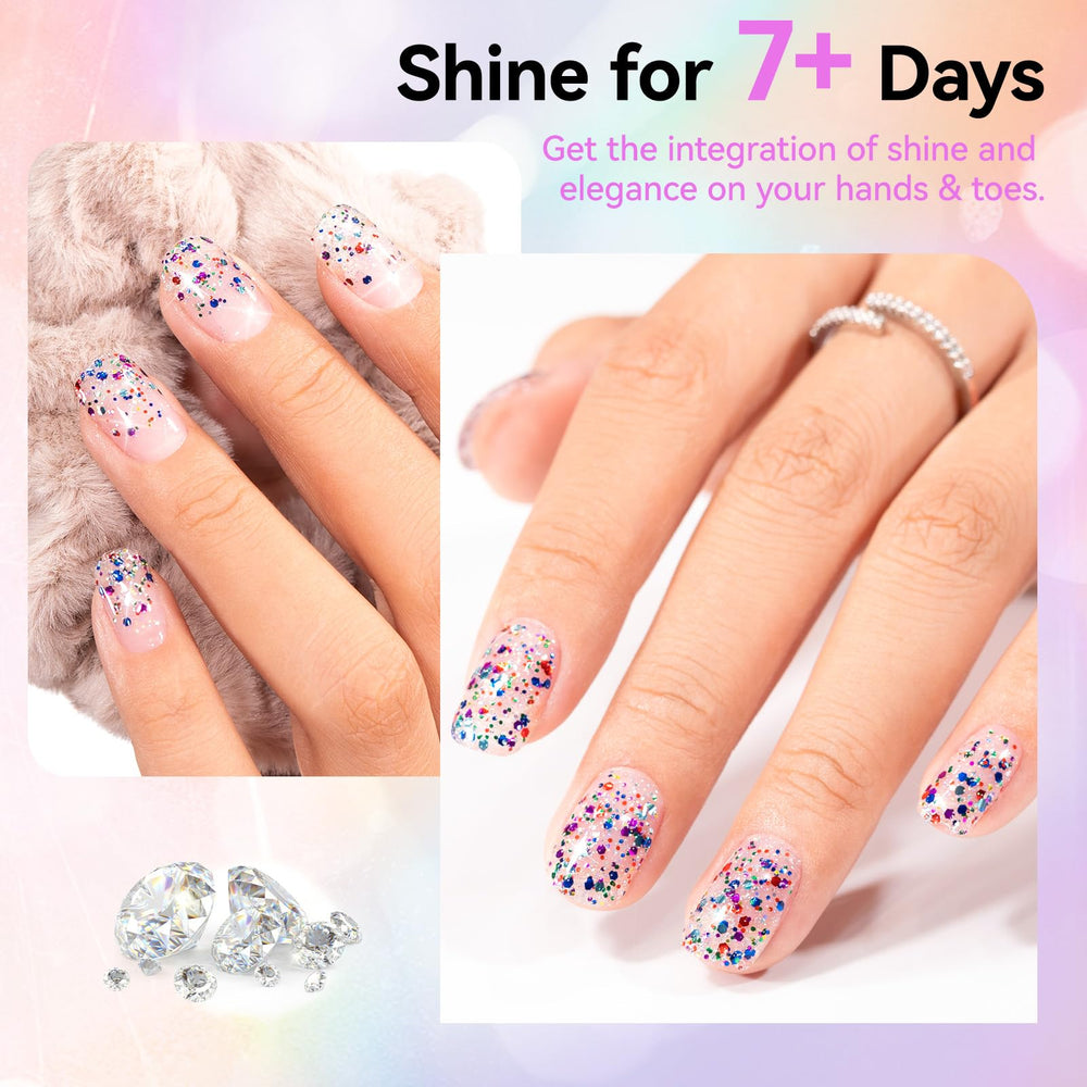 Nailshion Sparkle gradient nails with seamless glitter fade