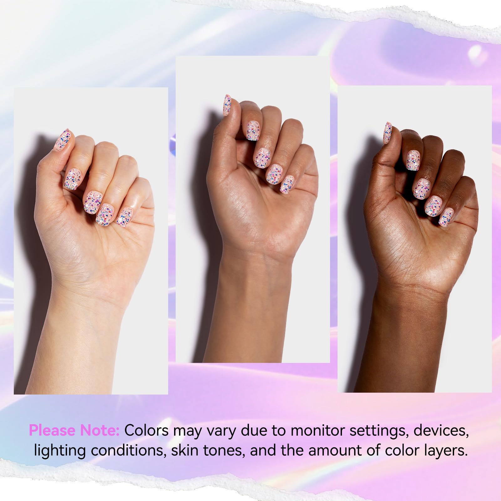 Nailshion Sparkle on fingertips showcasing long-lasting shine