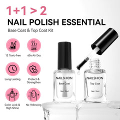 Nailshion Top Coat bottle clear seals color with glossy, durable shine.