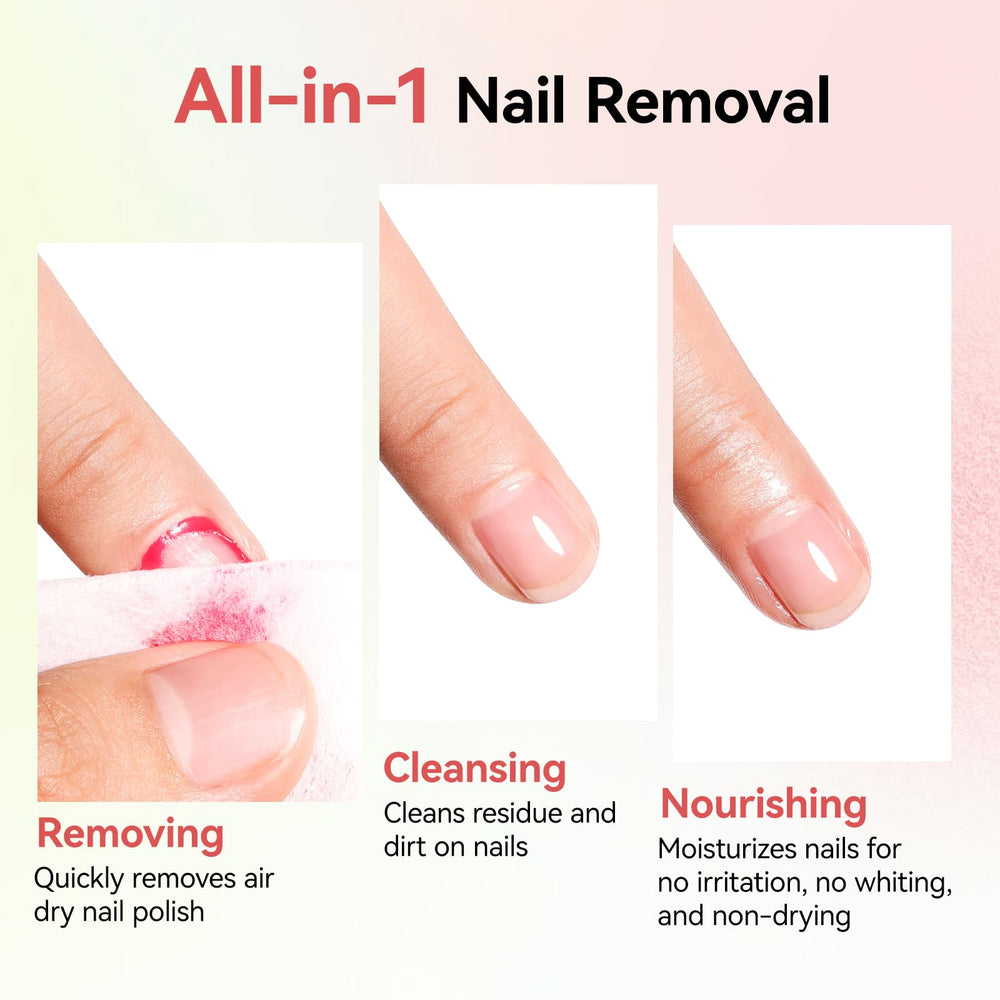 Nailshion vitamin-E moisturizing formula helps nourish nails during removal.