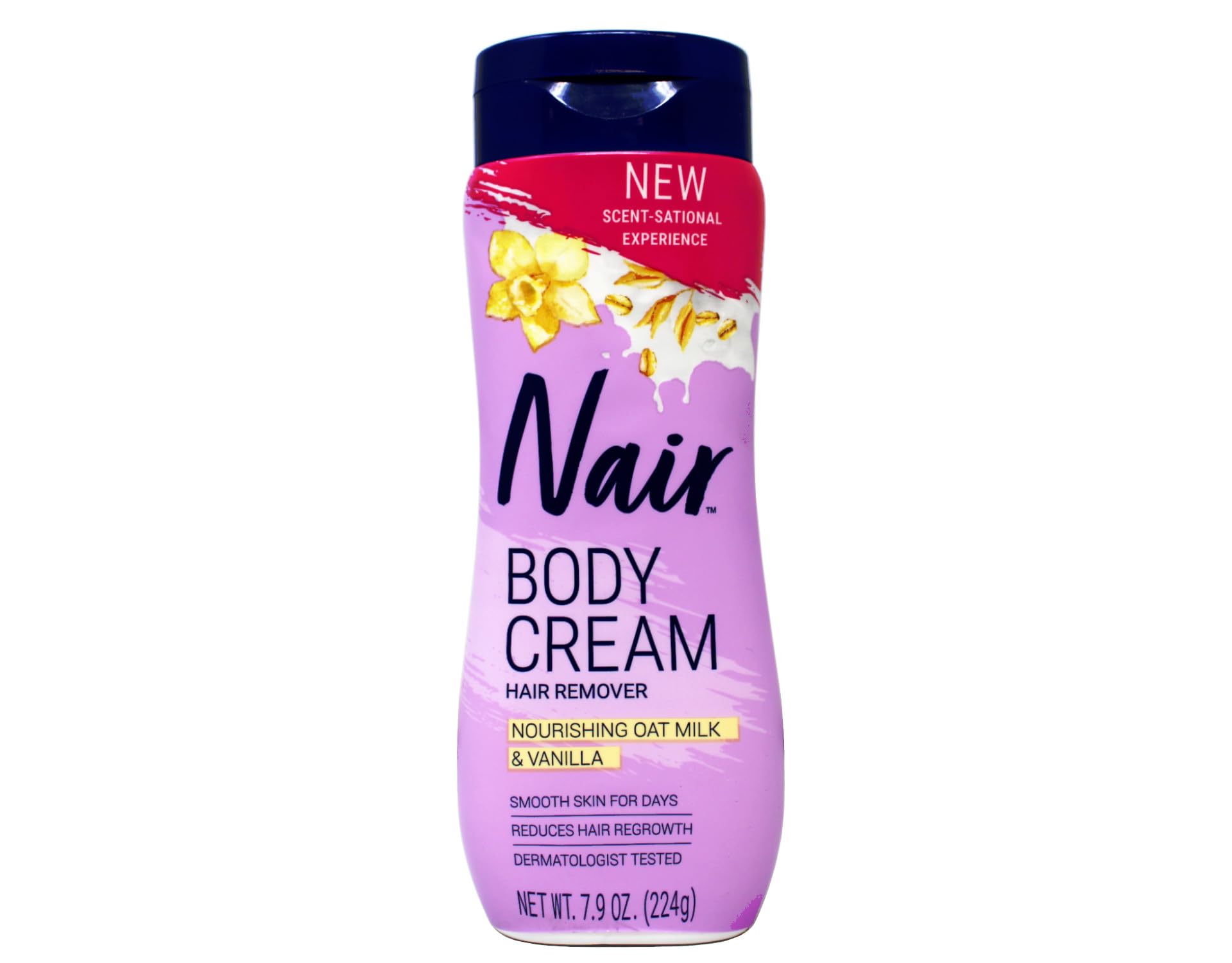 Nair Body Cream Hair Remover texture close-up highlights creamy formula for gentle application.