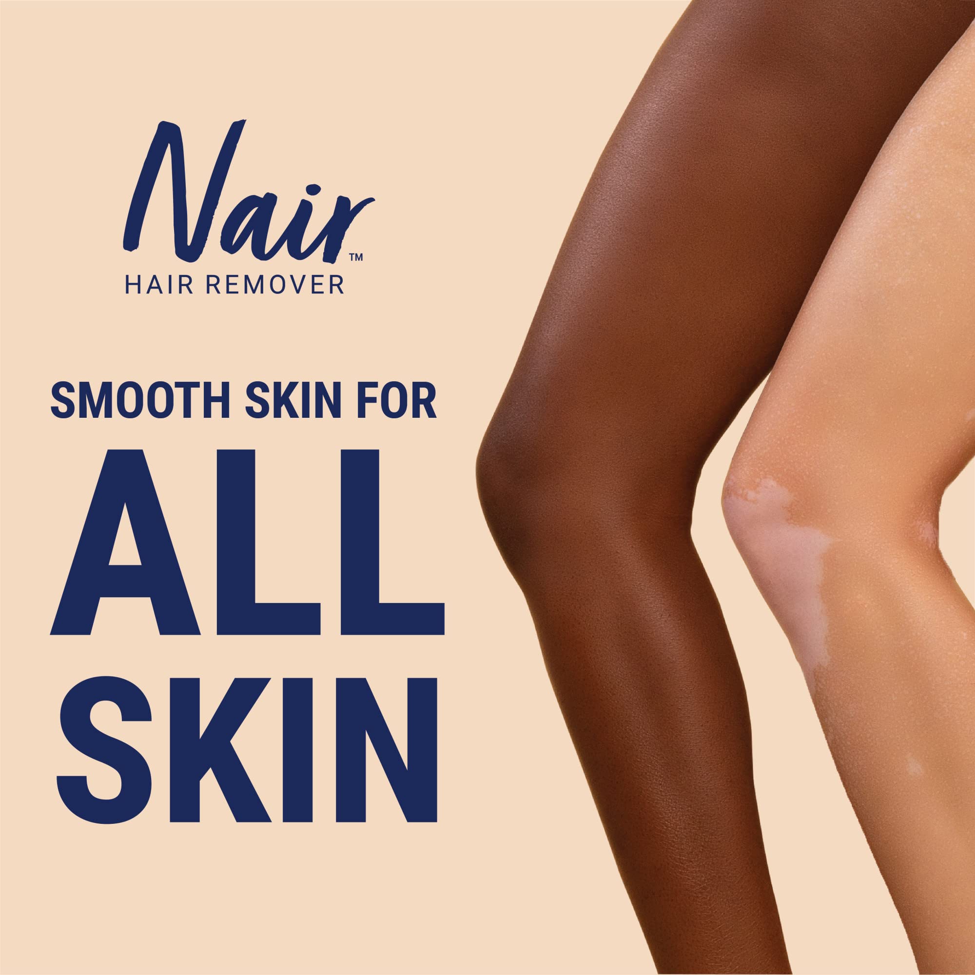 Nair face cream application shown on hands for easy use.