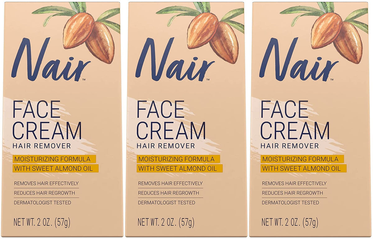 Nair Face Remover Cream Pack 3 front view showing packaging for sensitive skin