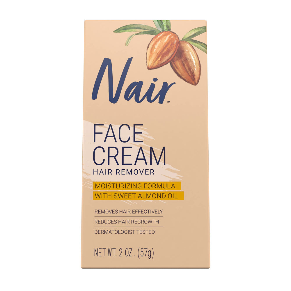 Nair moisturizing face cream with almond oil, 2oz, bundle of five for at-home use.