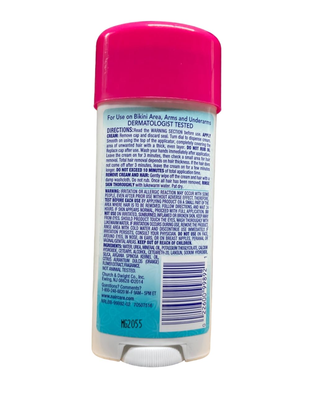 Nair argan-oil cream provides nourishing feel during arm and underarm removal.