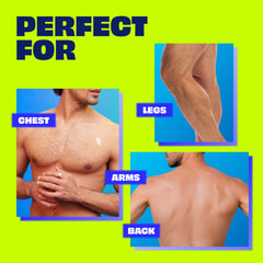 Back area treated with Nair Men cream for broad coverage