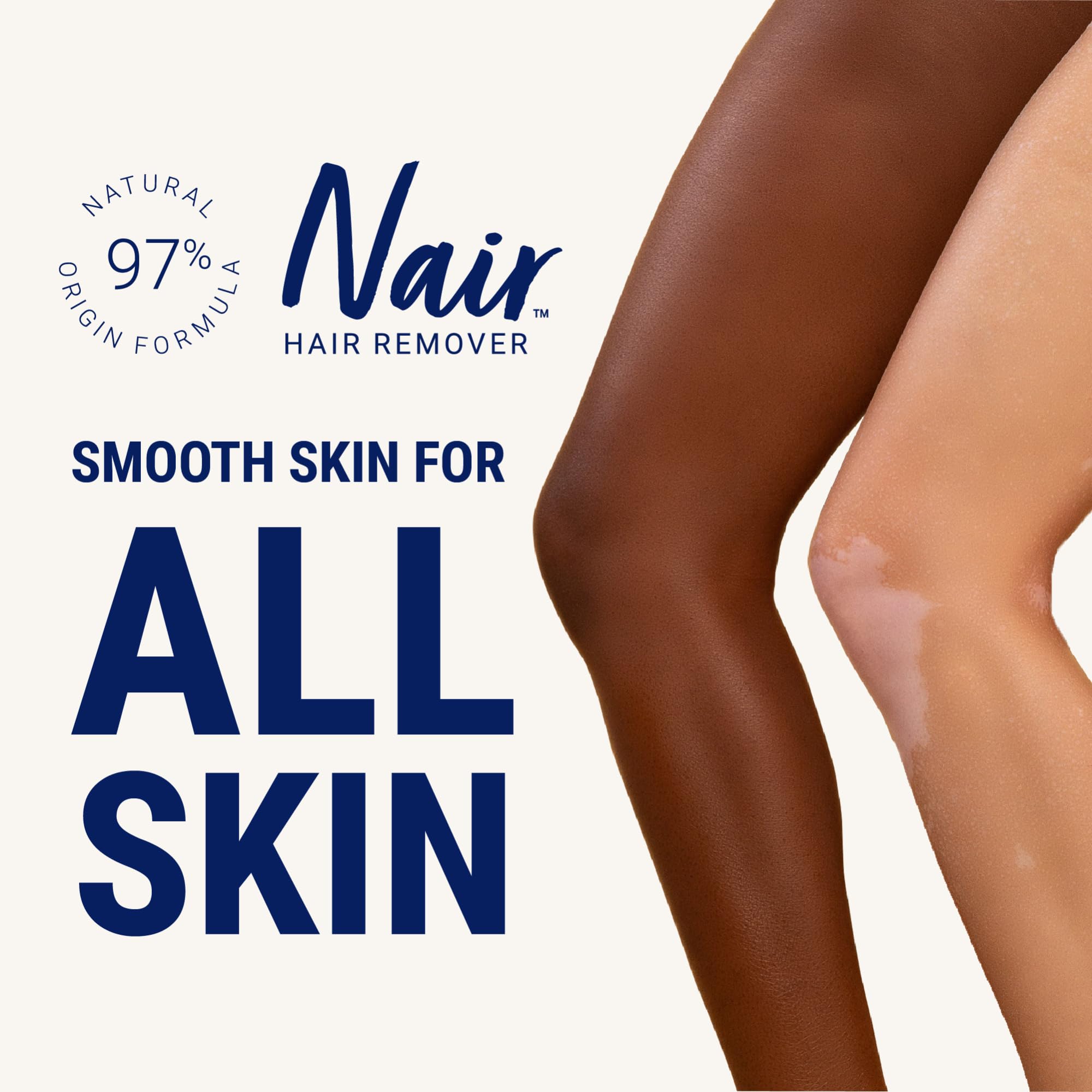 Safe for all skin types; Nair strips remove short hairs on legs and body