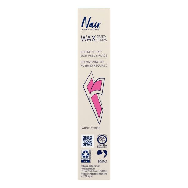 Dermatologist-tested seal on Nair Ready-Strips packaging