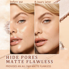 NAISSIYA powder compact delivering long-lasting setting and oil absorption.