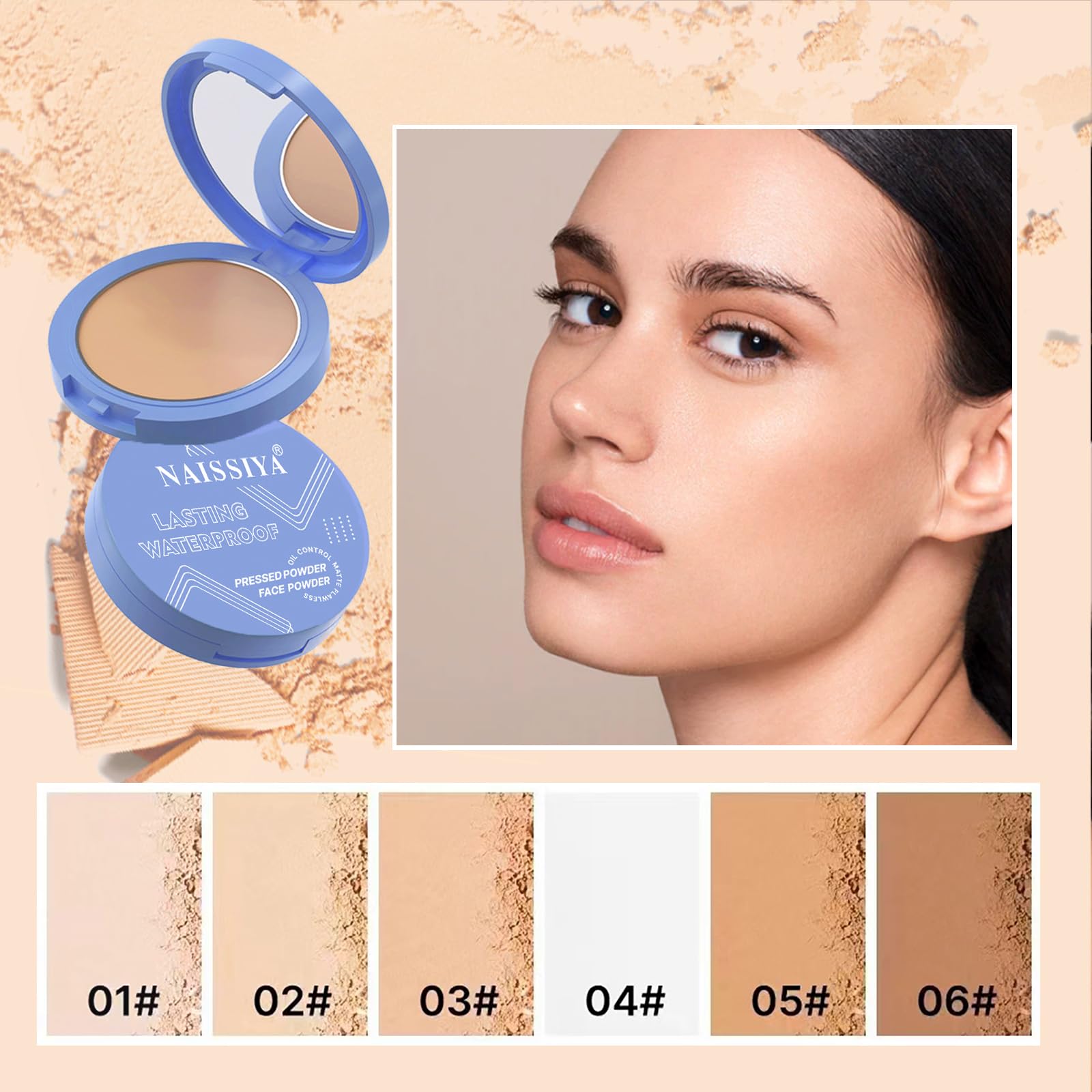 NAISSIYA setting powder helps achieve a natural matte look all day.