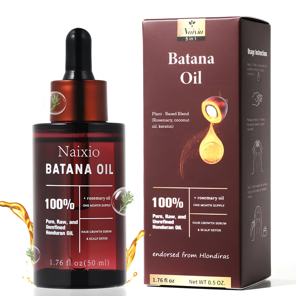 Naixio Batana Oil bottle closeup highlighting premium natural hair care
