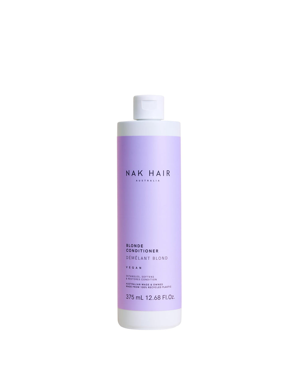 NAK Hair Australia Blonde Conditioner bottle front, vegan formula for nourished blonde hair.