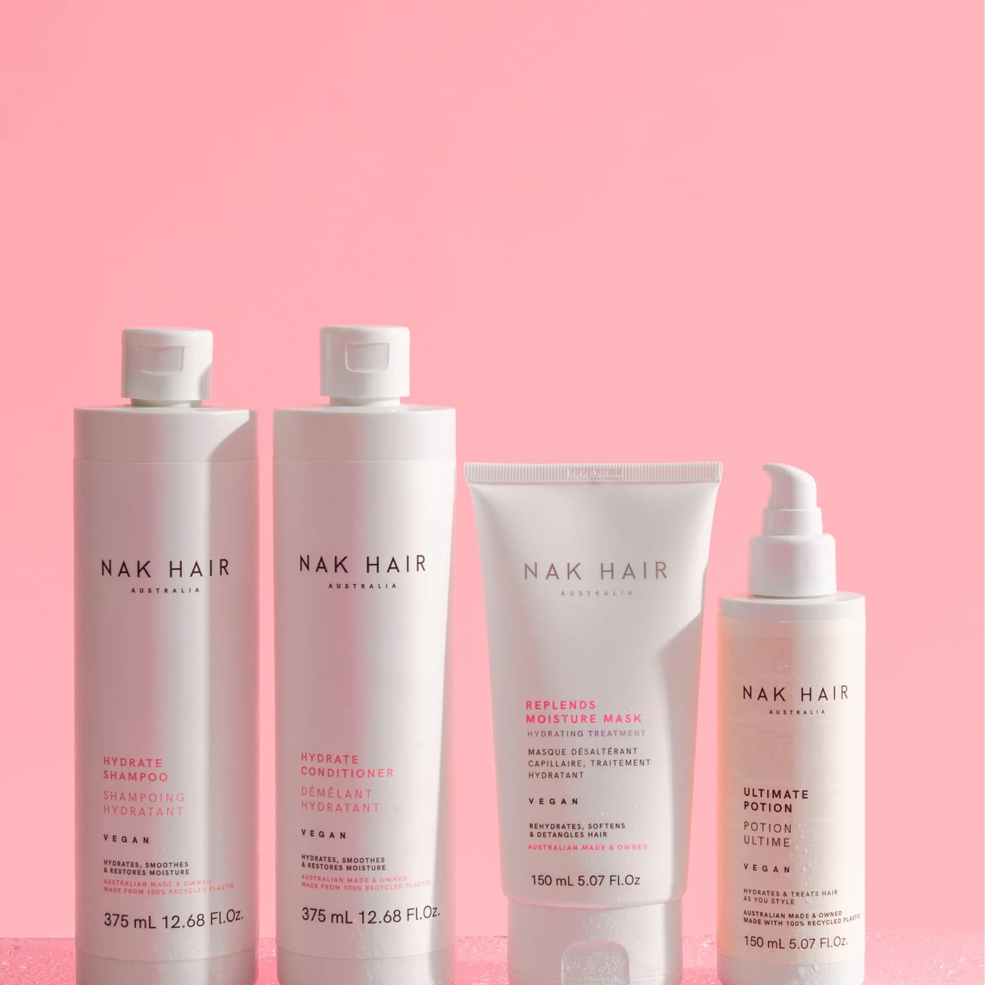 Hair after using NAK Hair Hydrate Shampoo, showing a soft, hydrated and touchable feel.