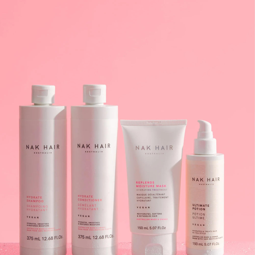Hair after using NAK Hair Hydrate Shampoo, showing a soft, hydrated and touchable feel.