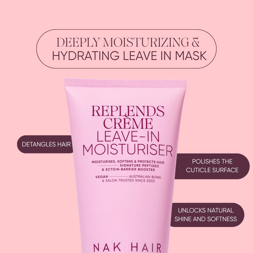NAK Hair Australia Signature Replends Creme pump bottle for easy daily application