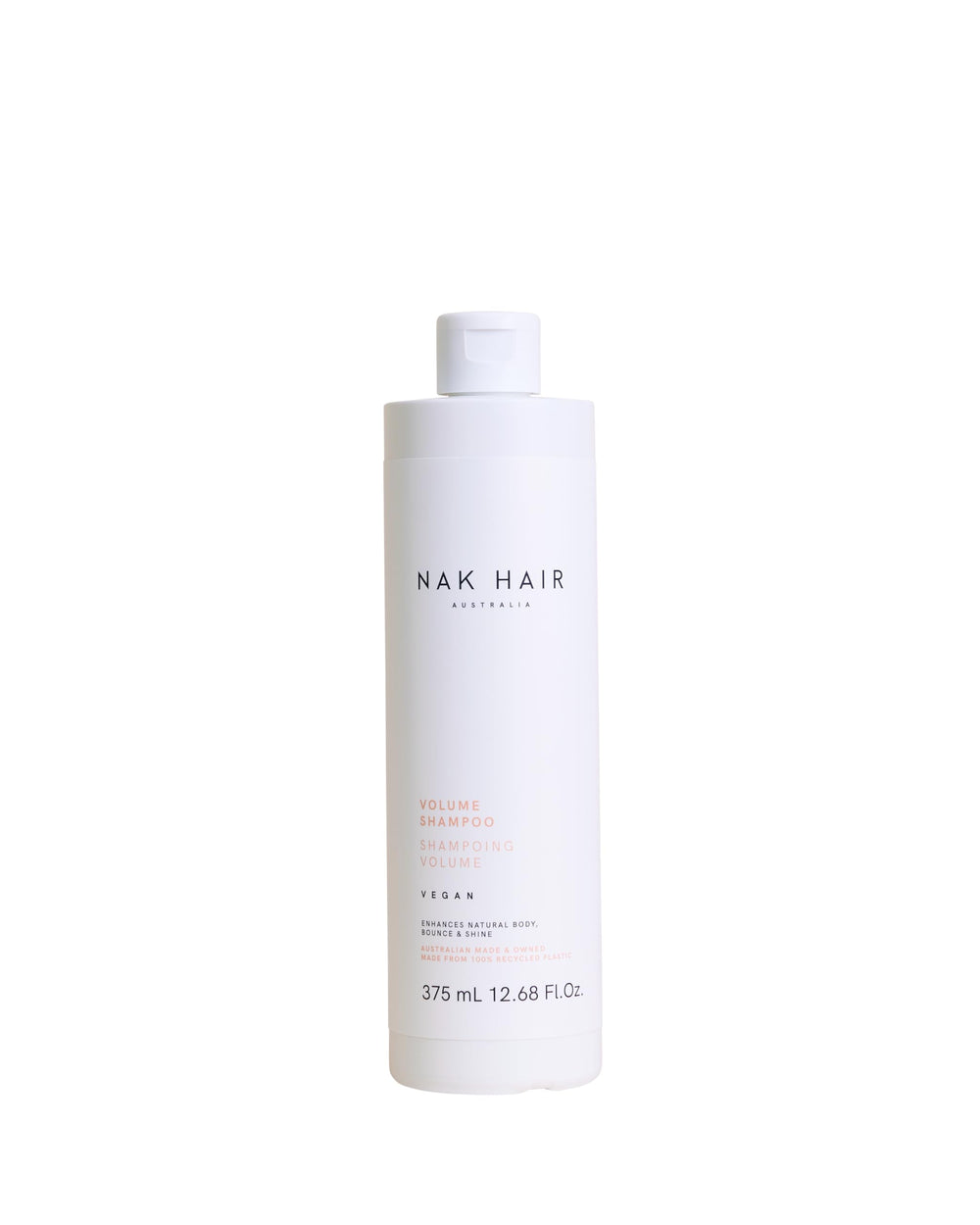 NAK Hair Australia Volume Shampoo bottle front for volumised hair