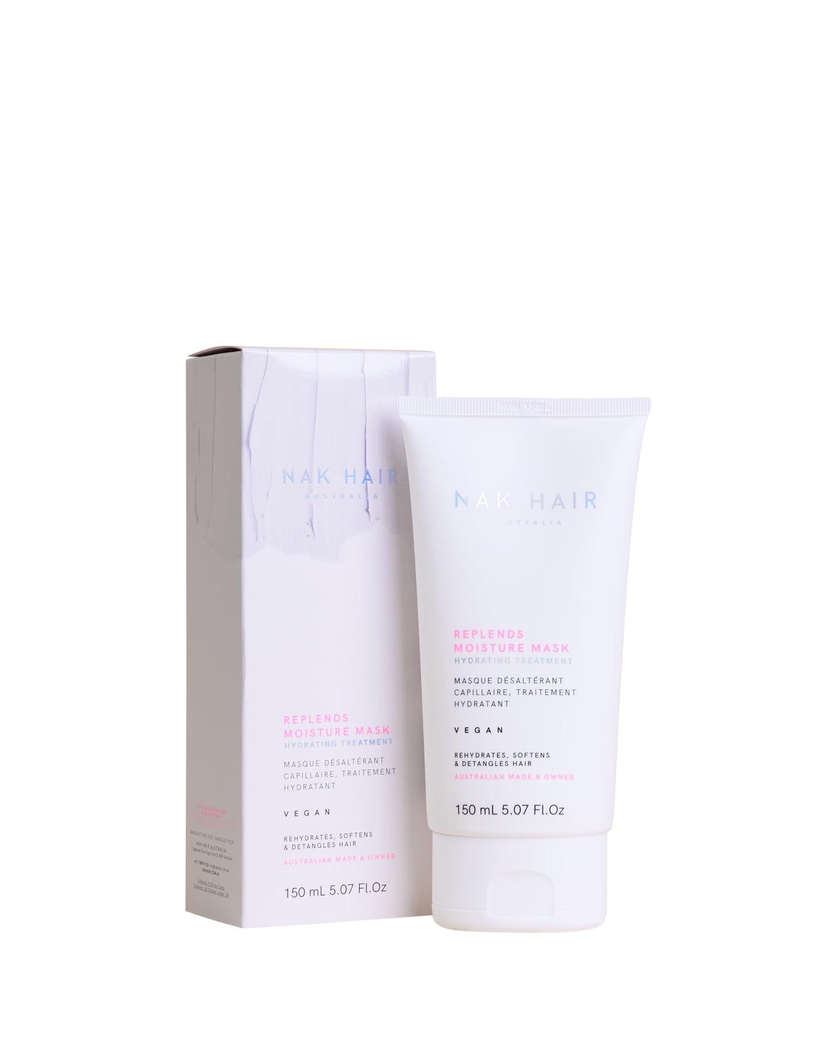 NAK Hair Replends Moisture Mask jar for deep hydration and detangling.
