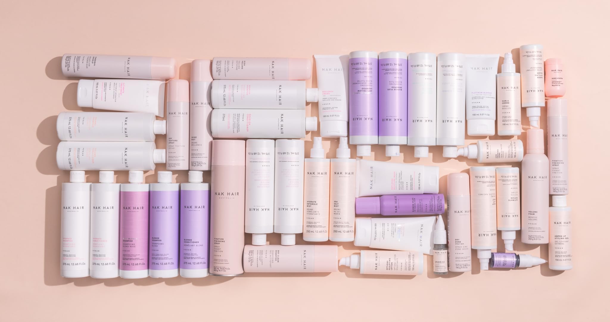 NAK Volume Shampoo eco-friendly packaging highlighting Australian made and vegan