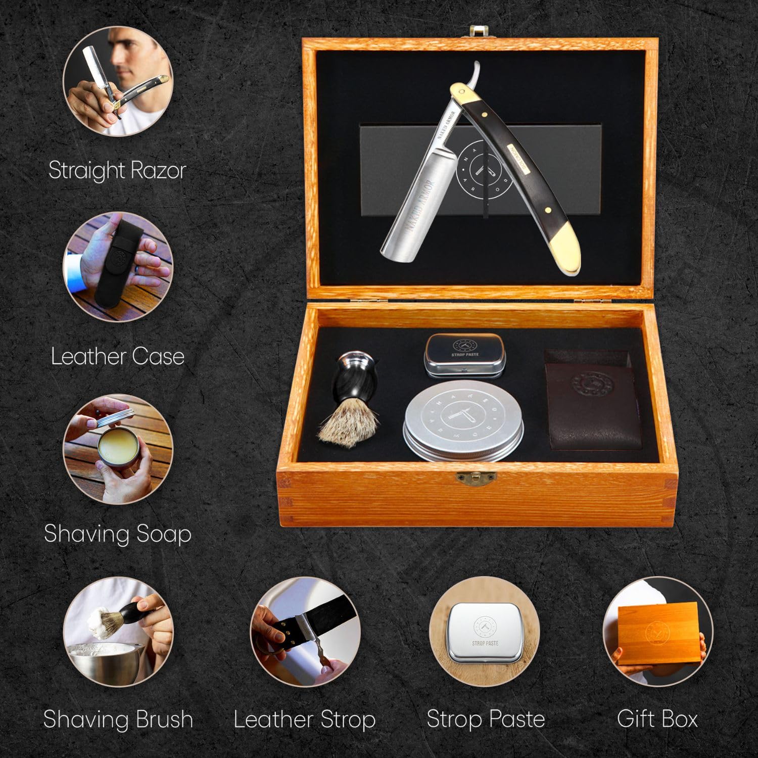 Naked Armor Solomon paste on strop enhances edge stability during honing.