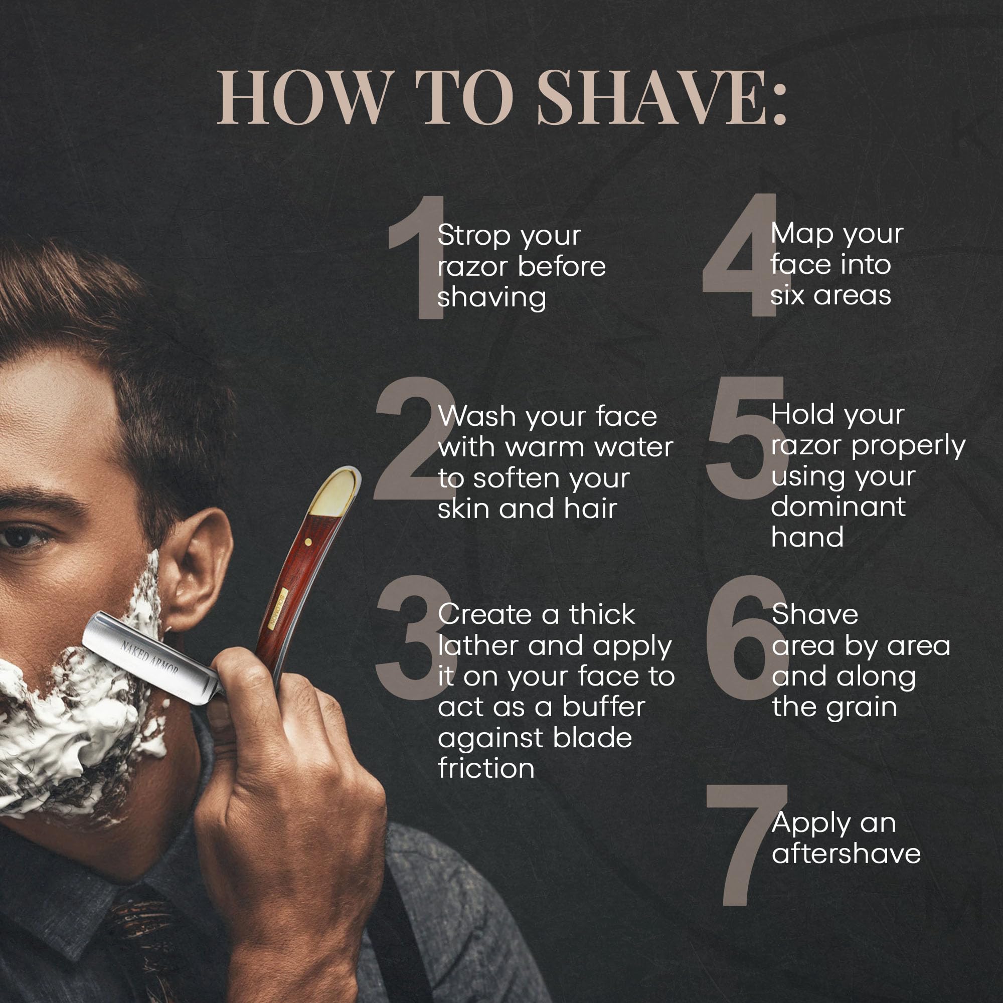 Naked Armor Solomon shave-ready edge arrives sharp for quick prep before first use.