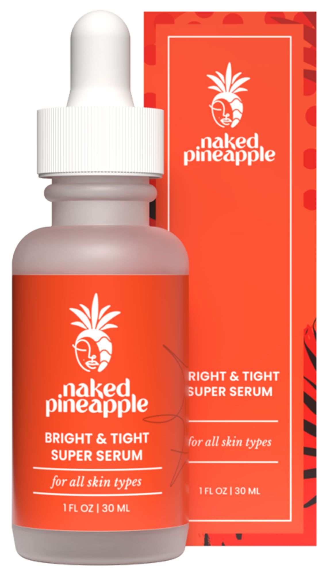 Naked Pineapple Bright & Tight serum bottle closeup highlights lightweight hydration