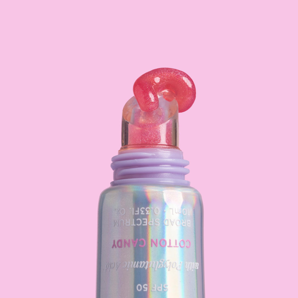 Naked Sundays PoutScreen provides UVA/UVB protection for lips with SPF 50.