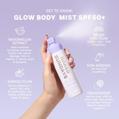 Naked Sundays SPF50 body sunscreen spray nozzle shows easy, quick application for outdoor days.