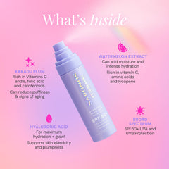 Naked Sundays SPF 50 face mist close-up label highlights vegan, cruelty-free formula.