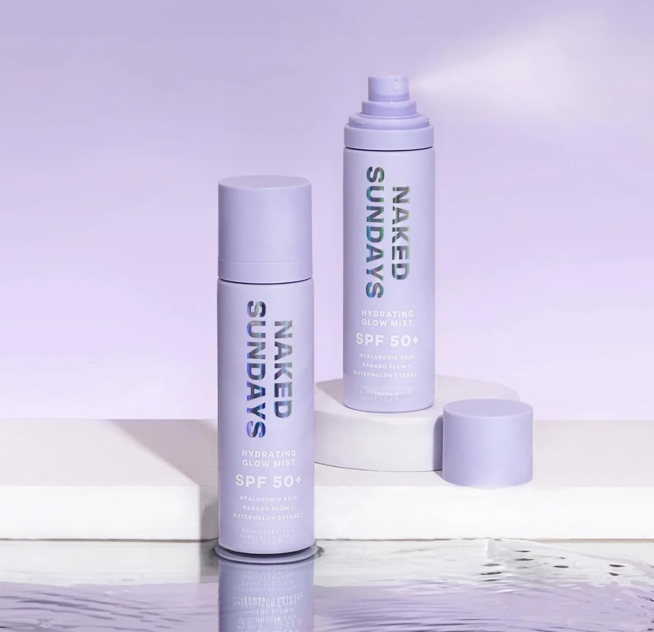 Naked Sundays SPF 50 mist used under makeup creates a hydrating base.