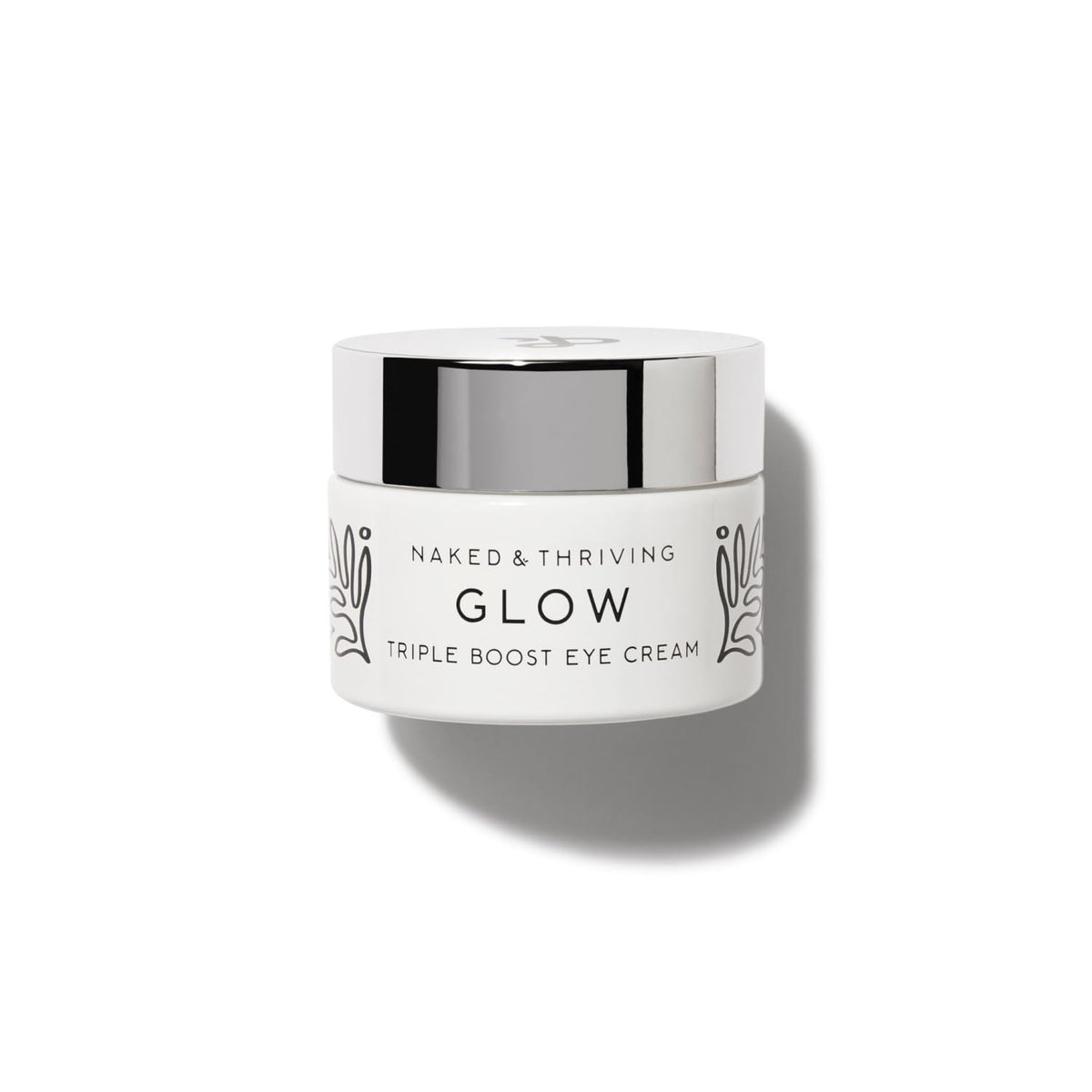 Naked & Thriving Glow Triple Boost Eye Cream jar closeup showing rich hydration