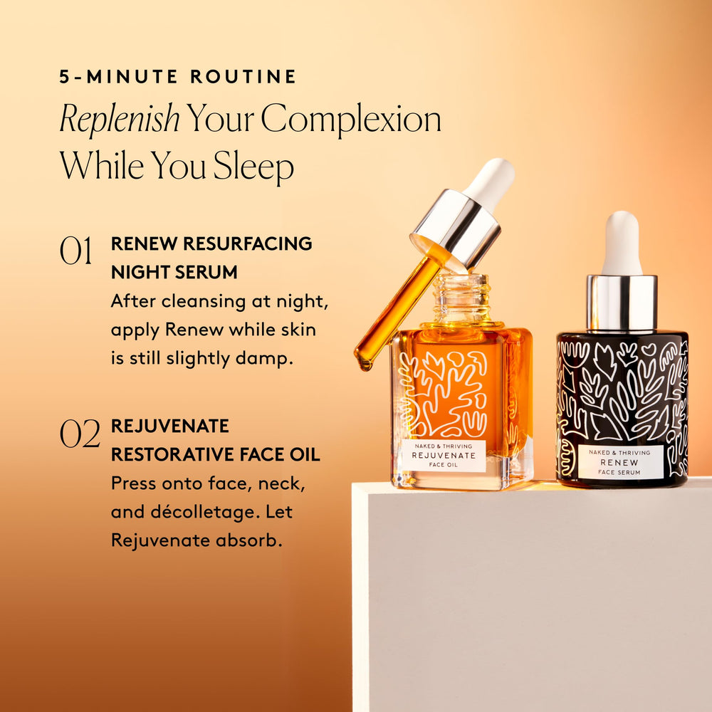 Naked & Thriving Night Set dual bottles on a clean vanity