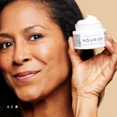 Naked & Thriving Nourish Active Barrier Cream texture close-up showing lightweight moisture for daily use.