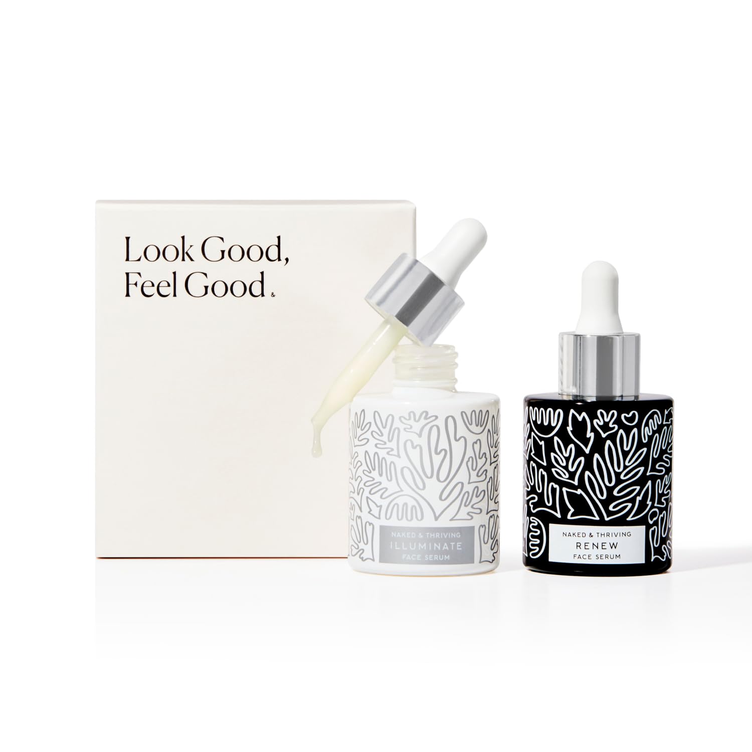 Naked & Thriving Illuminate C+ Serum bottle promotes brightening hydration