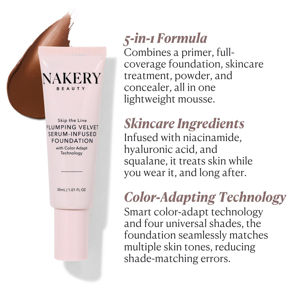 Nakery mousse-texture foundation swatch showing whipped, lightweight feel