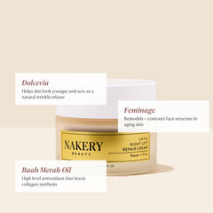 Nakery Lift-Tox Night Cream on a surface showcasing hydration for dry skin