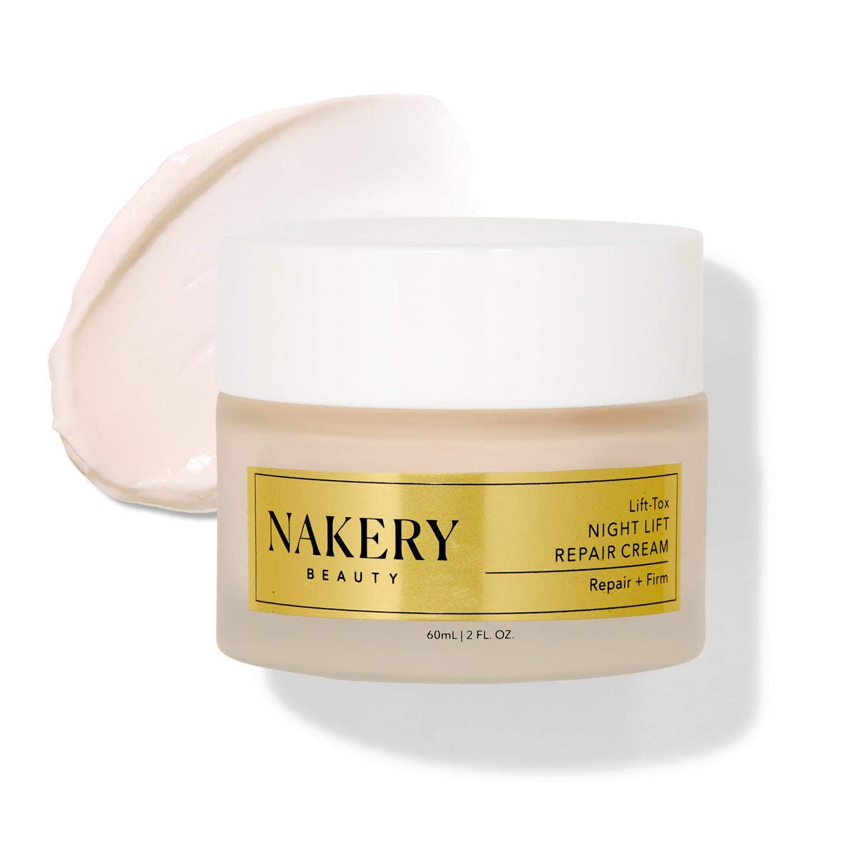 Nakery Lift-Tox Night Cream jar showing rich hydration and a premium feel