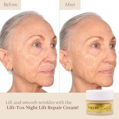 Nakery Lift-Tox Night Cream applied around neck and décolletage for firming
