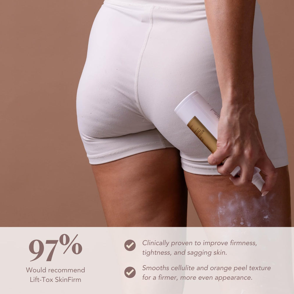 Close-up of crepey skin with Nakery Lift-Tox SkinFirm, showing smoother texture
