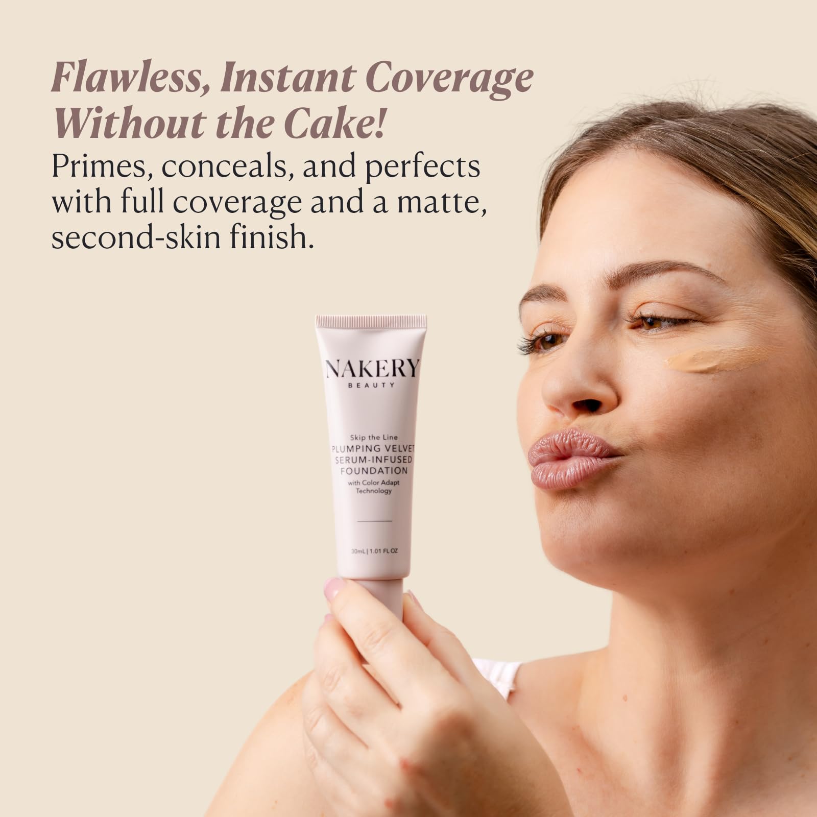 Nakery formula infused with niacinamide and hyaluronic acid for hydration and texture