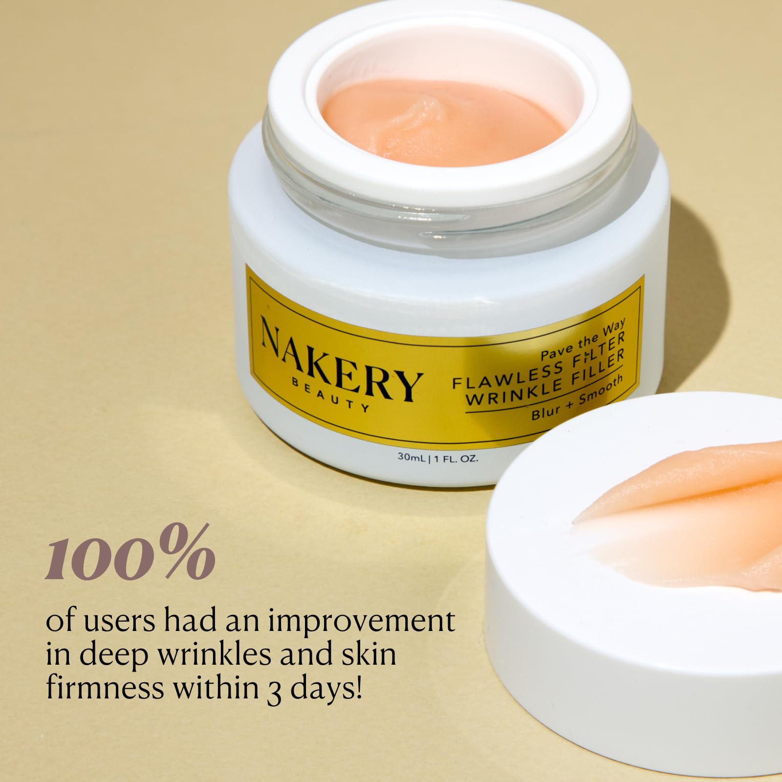 Nakery Pave The Way facial finish on skin hints at a tighter, even texture.