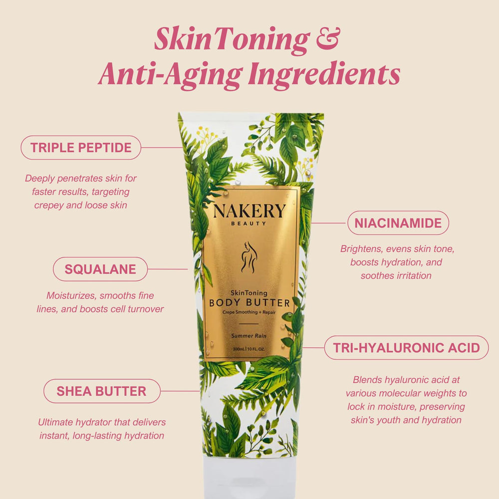 Nakery Skin Toning Butter for arms tightens crepey skin for a sleeker look