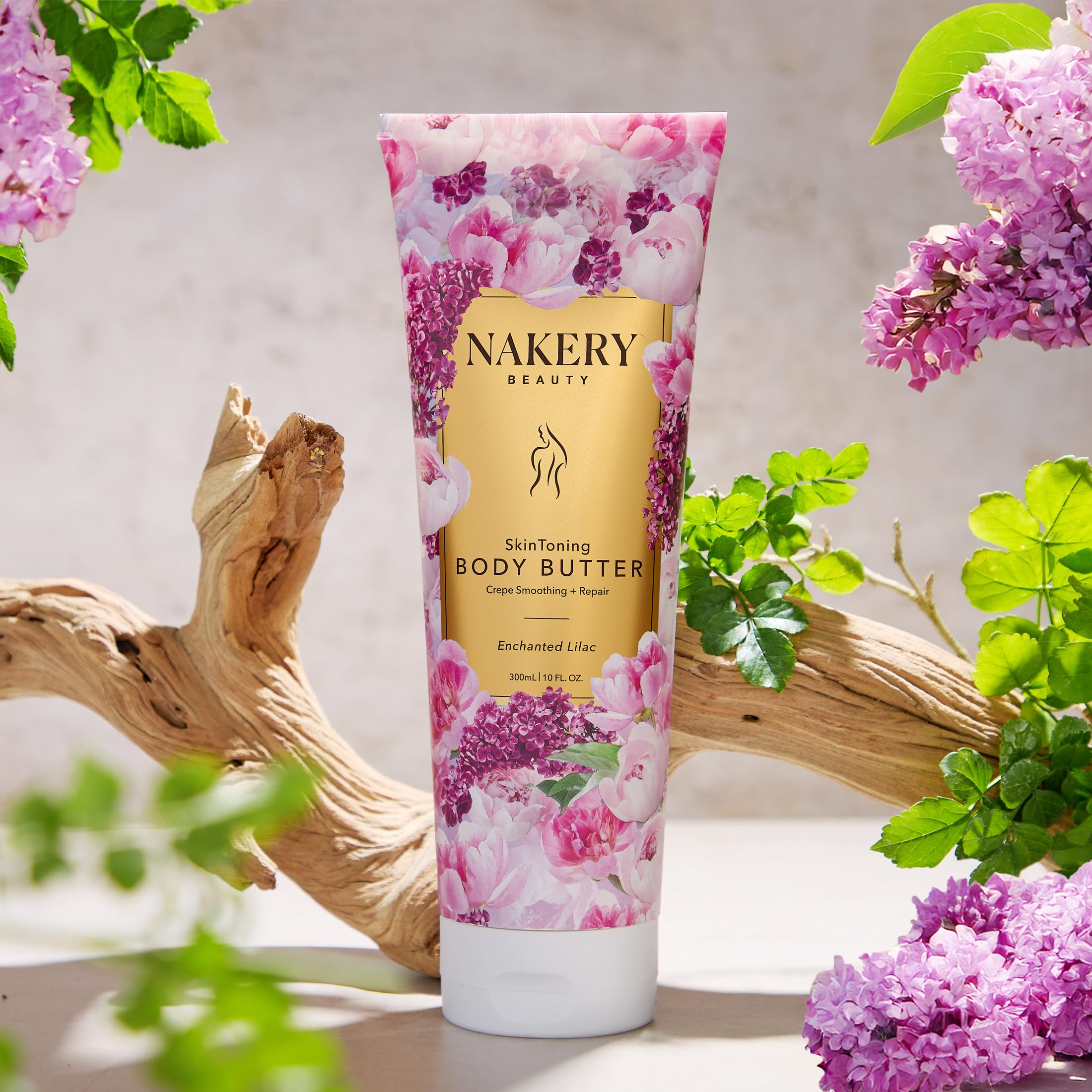 Nakery Skin Toning Butter applied to face, neck, and shoulders for smoothing look