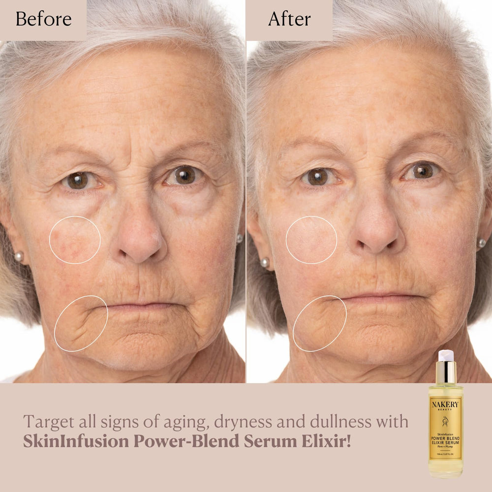 Nakery SkinInfusion application steps graphic explains how to apply evenly.