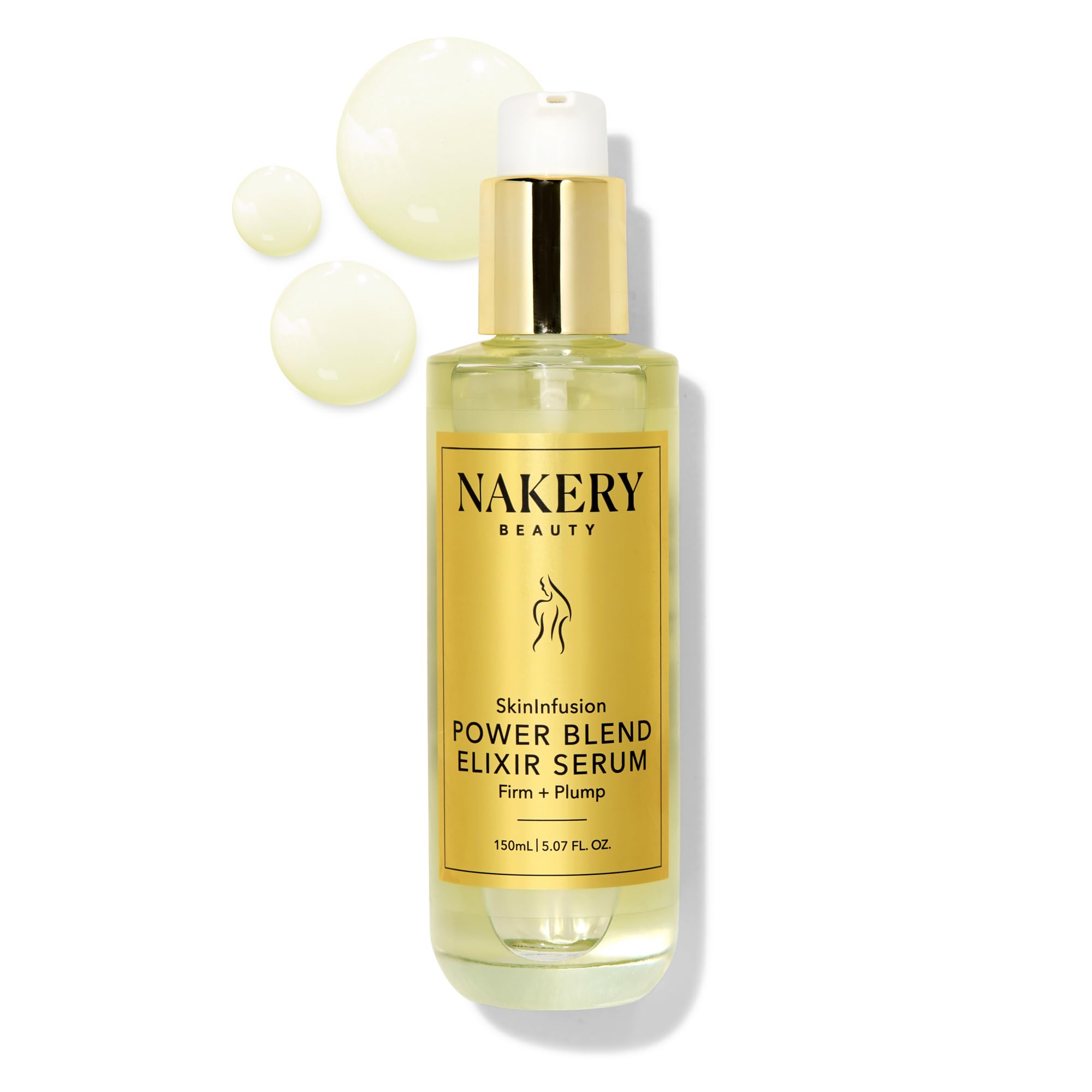 Nakery SkinInfusion bottle pour shows the oil-serum blend for smoother, firmer skin.