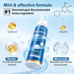 NALIOPI minoxidil foam dispensed from the bottle.