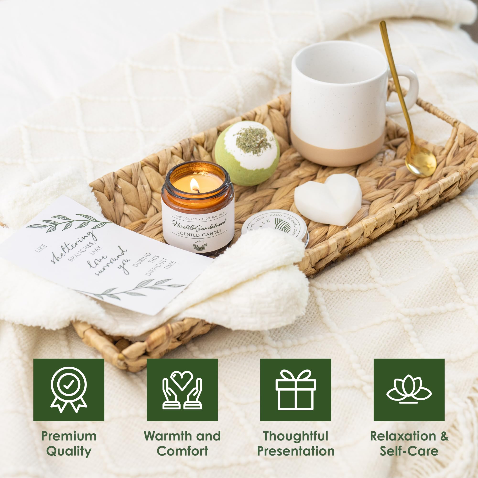 Nalix sympathy gift basket ceramic mug for soothing tea rituals